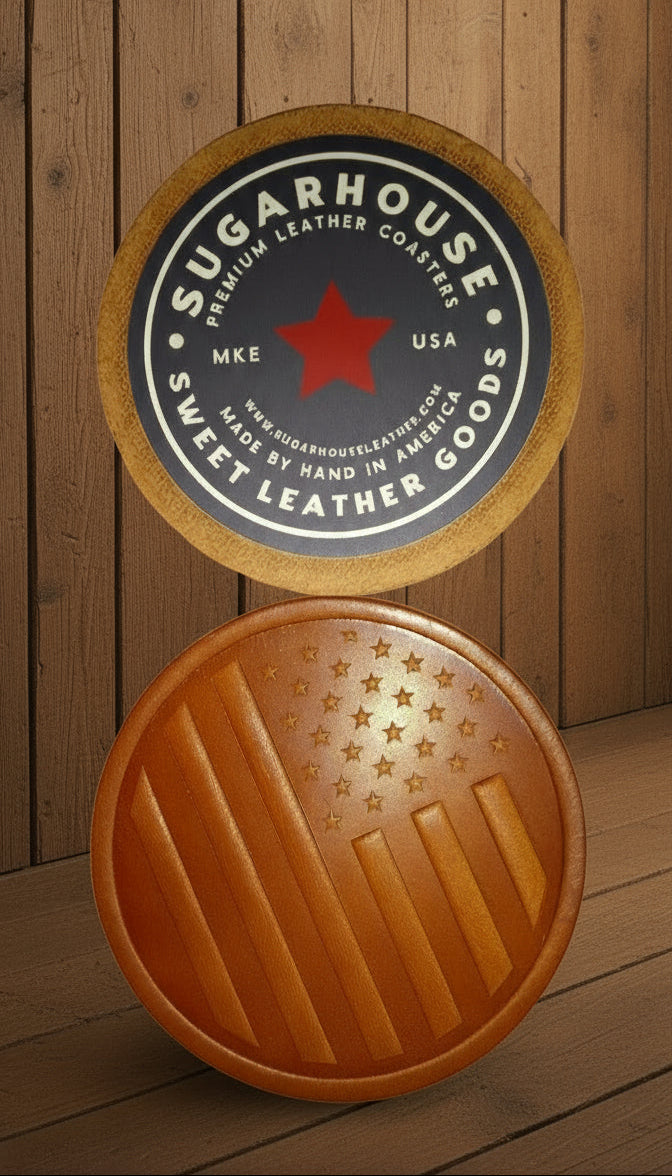 Coaster -Leather American Flag