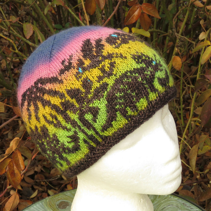 Knitting pattern - Stranded Dinosaurs Beanie