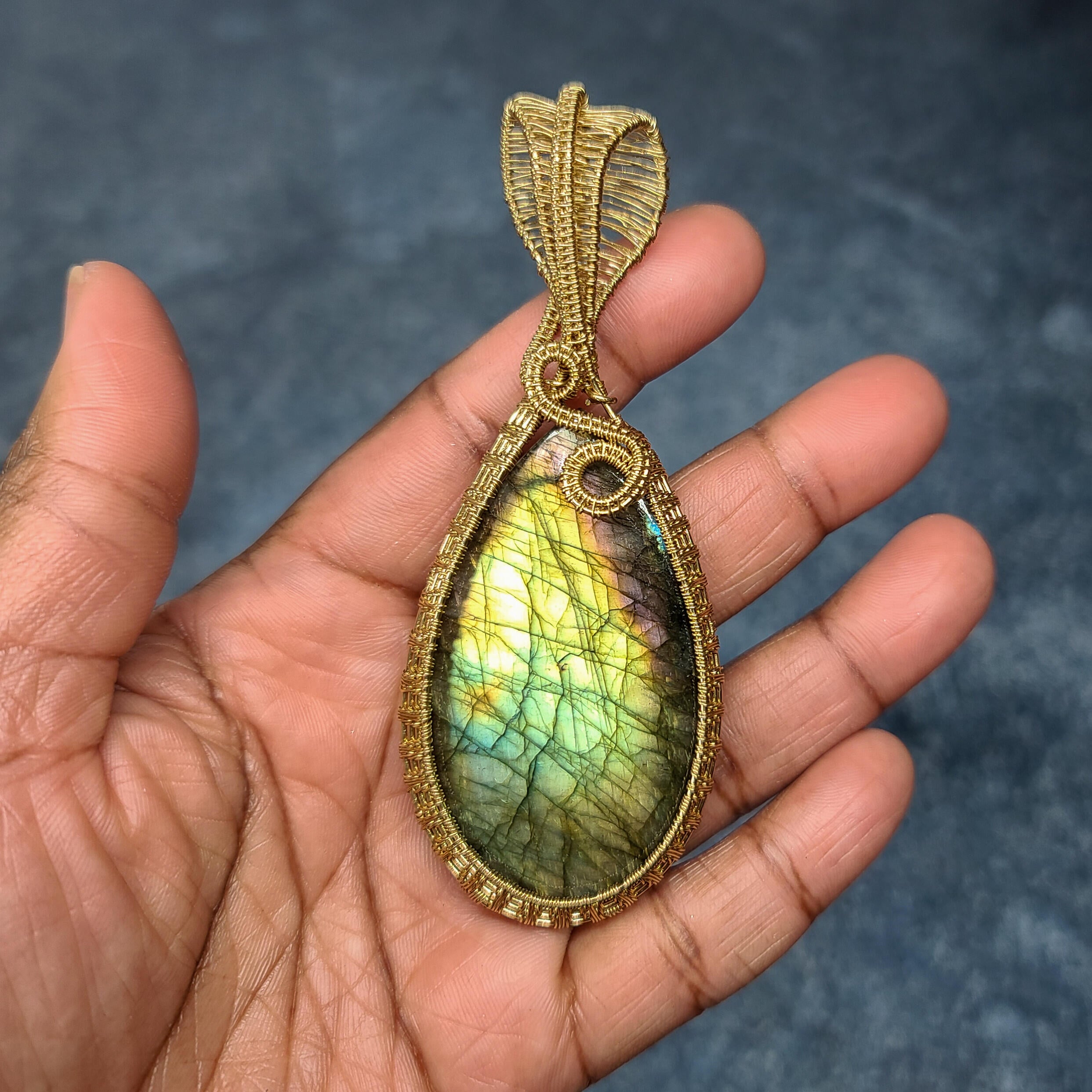 Brass Labradorite Pendant