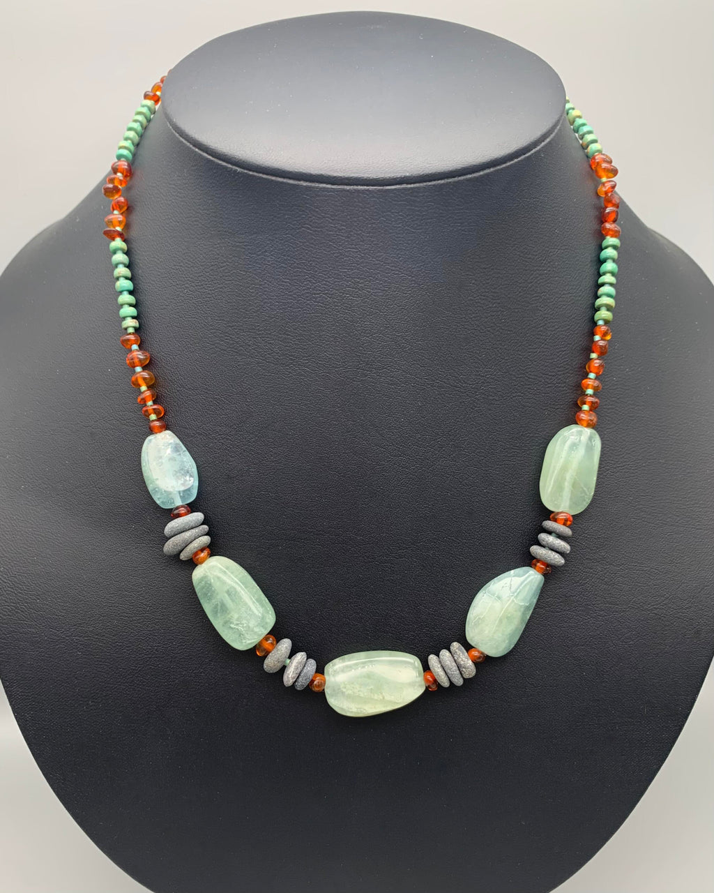 Necklace set | aquamarine nuggets beach pebbles amber nuggets turquoise rondelles river stone toggle clasp turquoise