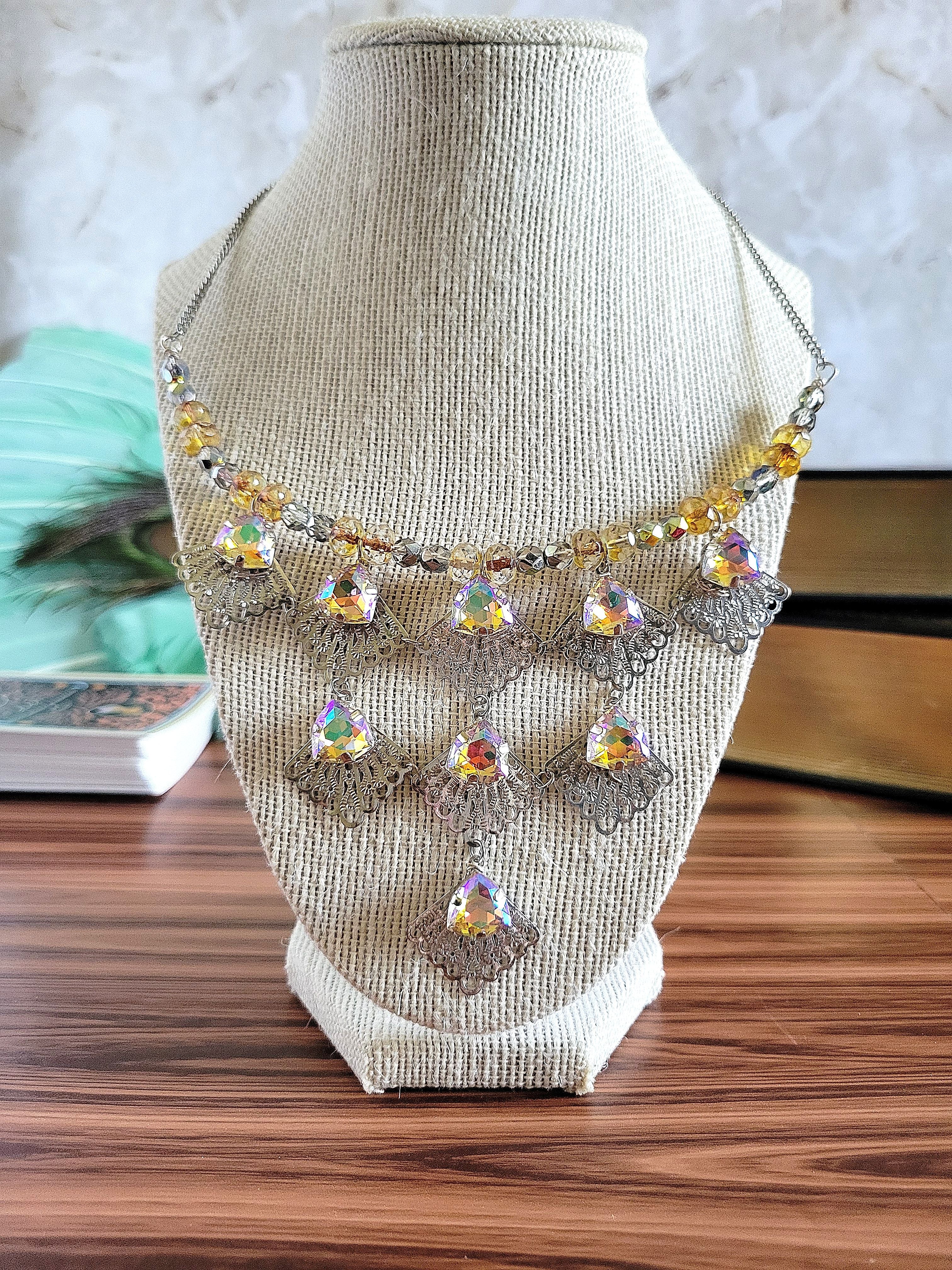 Silver Victorian Fan Collar Necklace