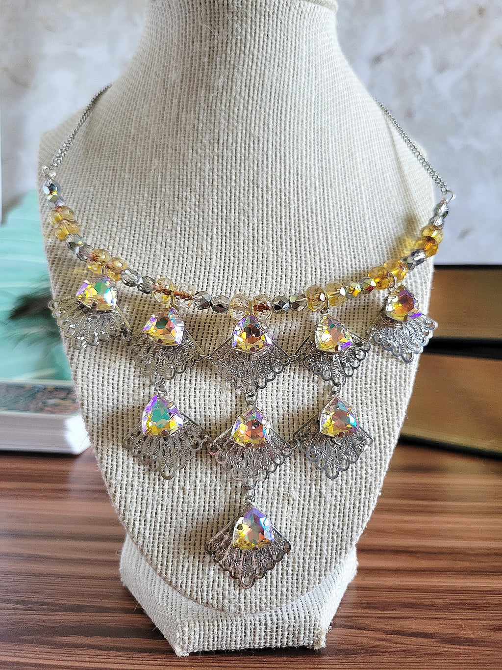 Silver Victorian Fan Collar Necklace