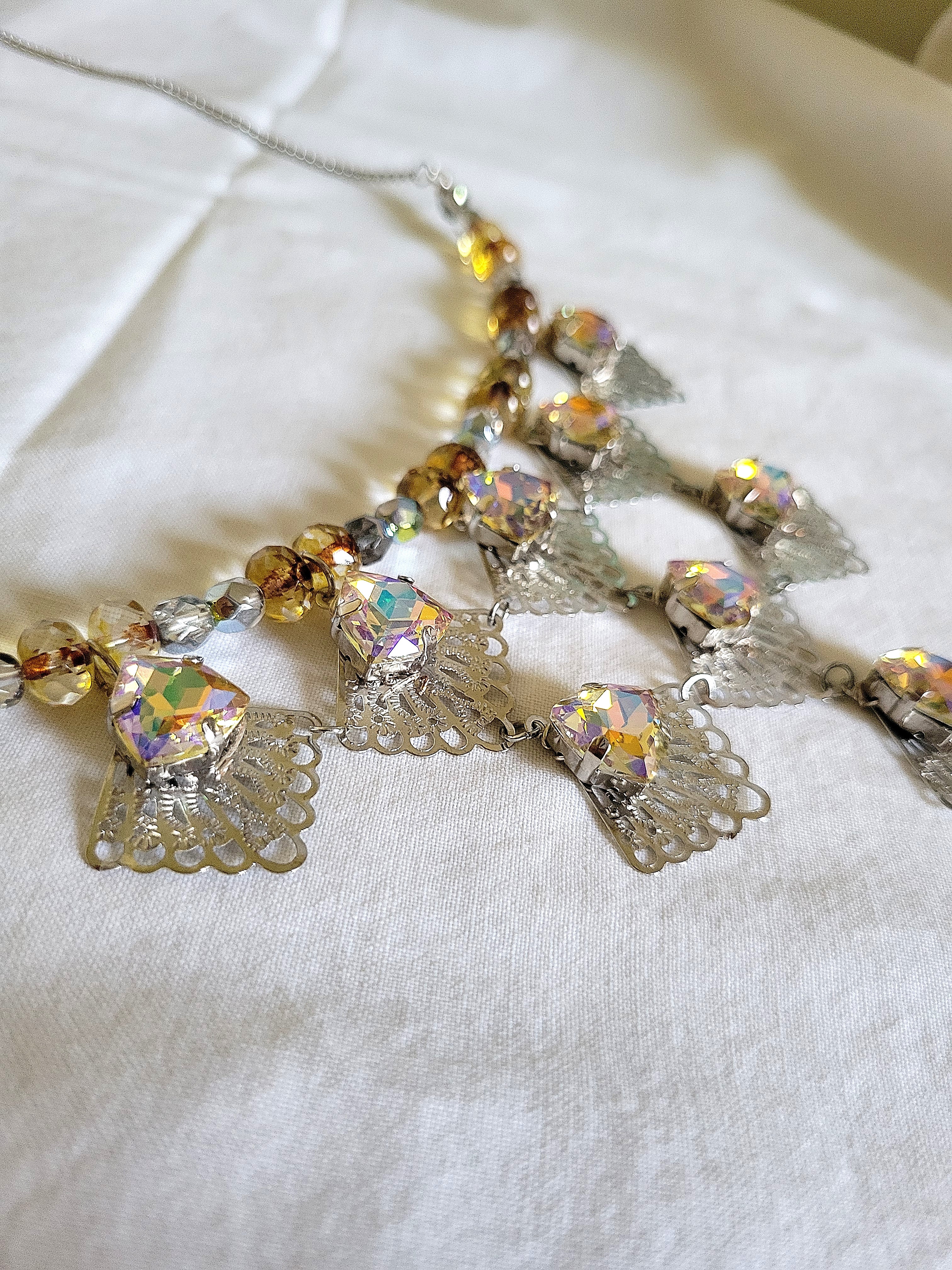 Silver Victorian Fan Collar Necklace
