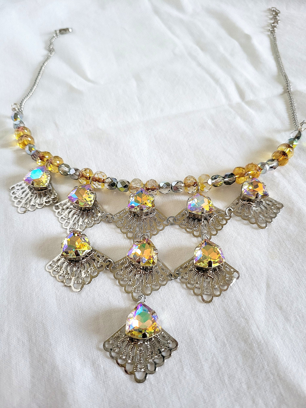 Silver Victorian Fan Collar Necklace