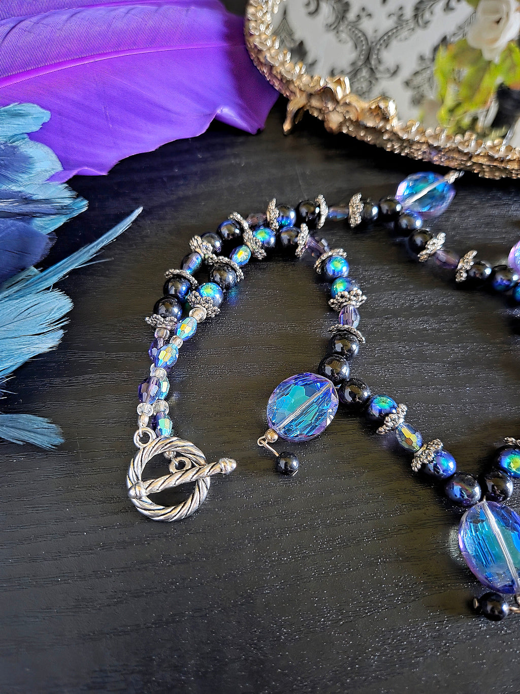 Galaxy-Inspired Handmade Beaded Necklace