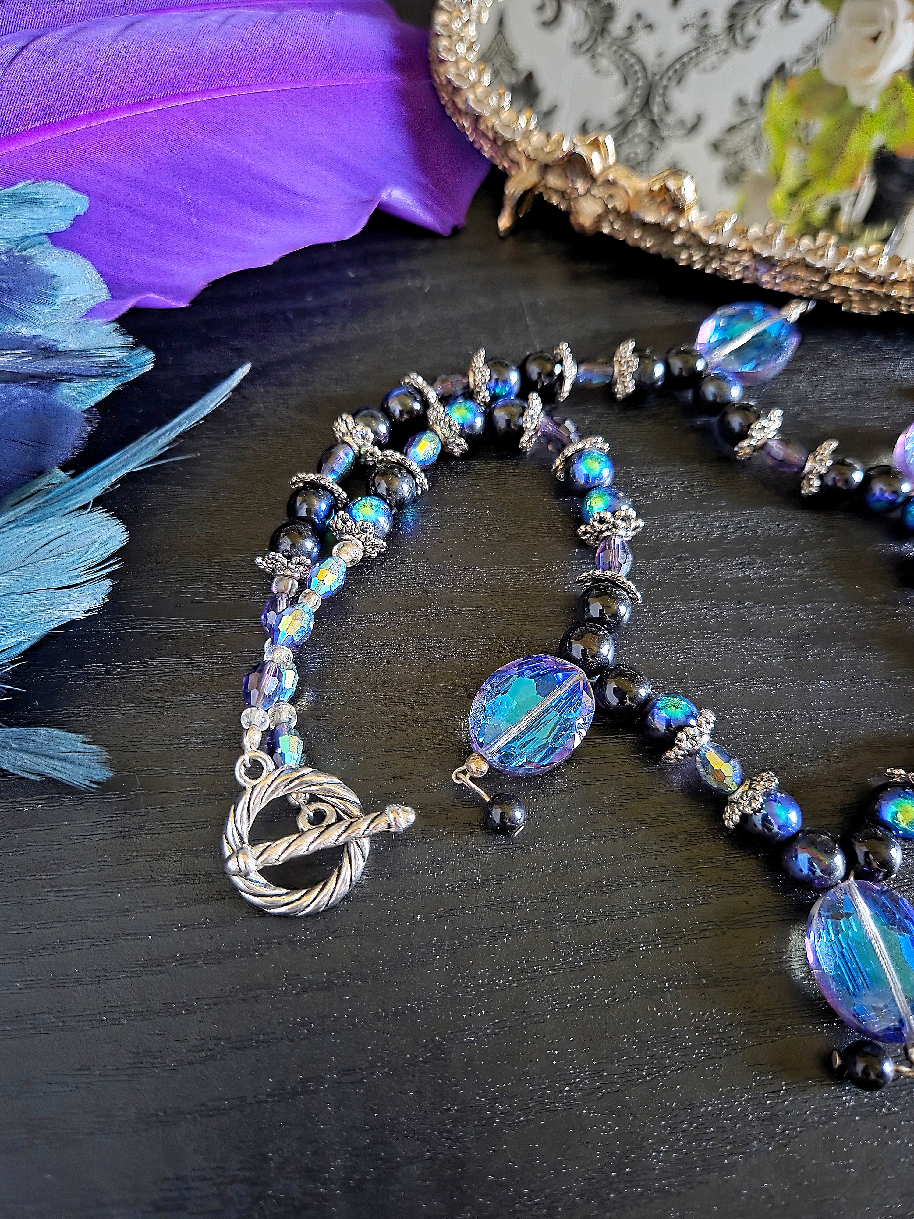 Galaxy-Inspired Handmade Beaded Necklace