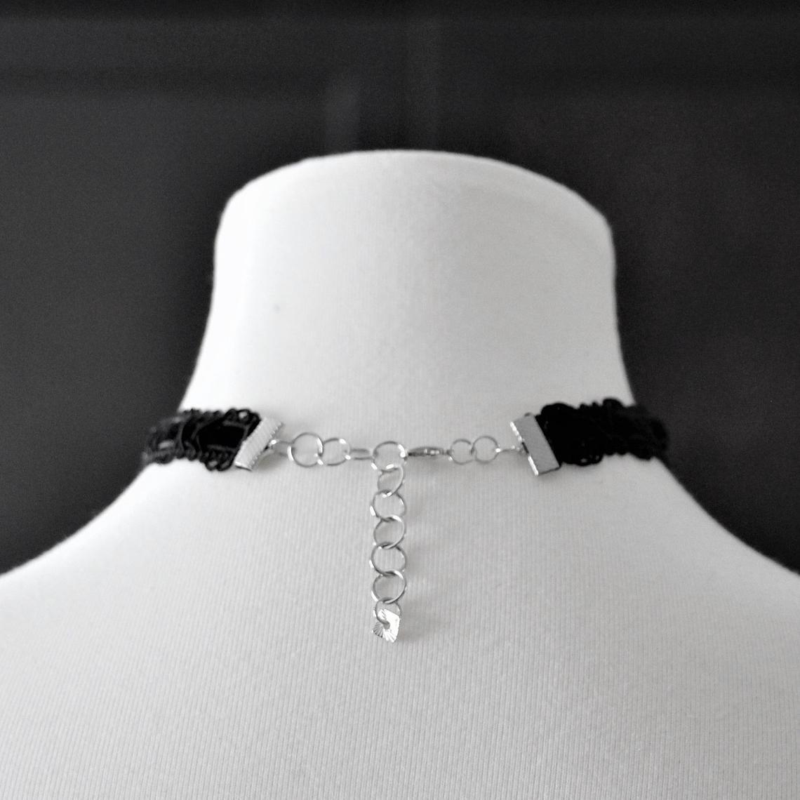 Black Velvet Choker. Lovely adjustable choker with lobster claw clasp. 13.5-15.5 inch long × 5/8 inch wide