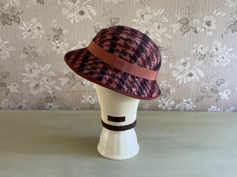 Tweed Print Felt Fedora
