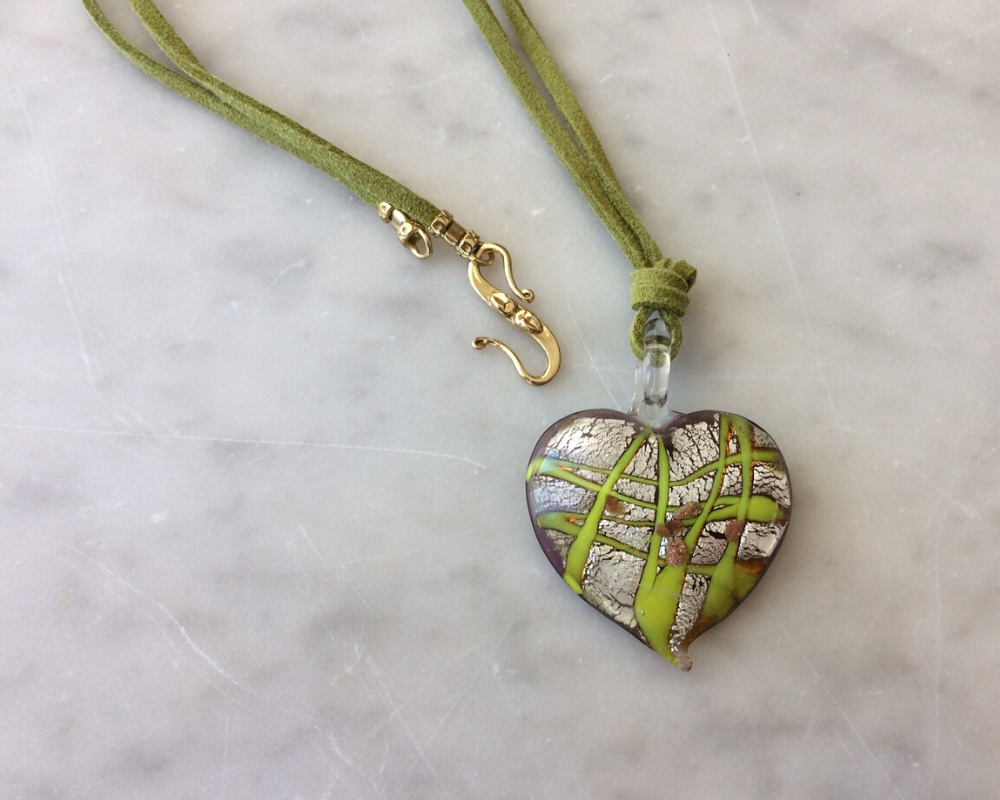 Green foiled heart pendant