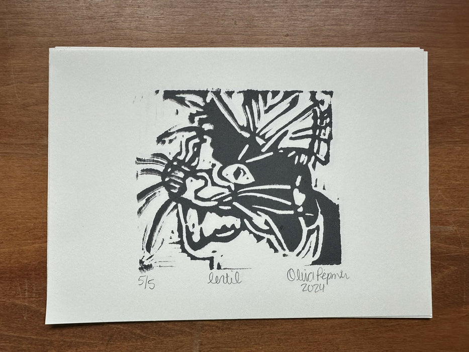 "Lentil" - block print