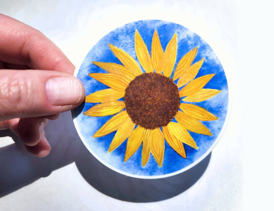 stickers of original sunflower watercolor paintings