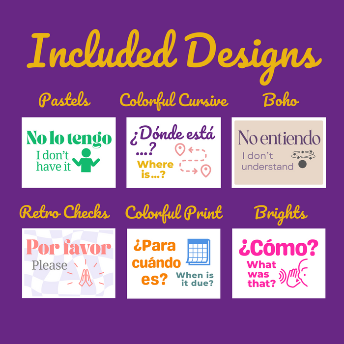 Spanish Poster Set: Classroom Phrases ~ Printable ~ 6 Designs Included ~ Class Display, Wall Art, Visual ~ Home, Elementary, Middle, High School