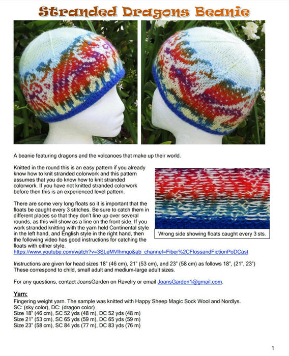 Knitting Pattern - Stranded Dragons Beanie
