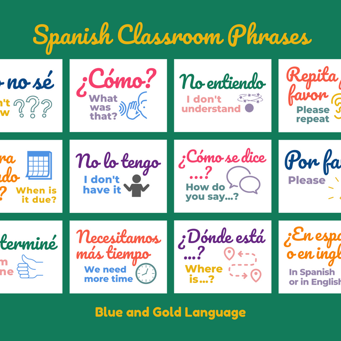 Spanish Poster Set: Classroom Phrases ~ Printable ~ 6 Designs Included ~ Class Display, Wall Art, Visual ~ Home, Elementary, Middle, High School