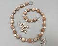 Necklace set | Moonstone freshwater pearls rutilated quartz spacers sterling lotus pendant sterling solstice clasp