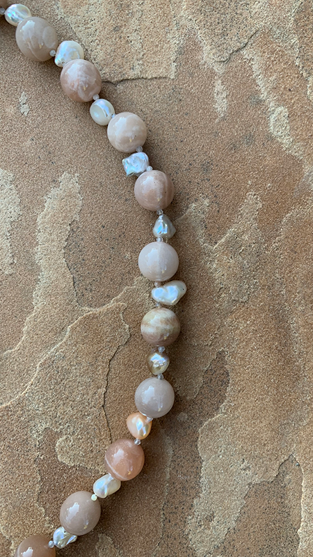Necklace set | Moonstone freshwater pearls rutilated quartz spacers sterling lotus pendant sterling solstice clasp