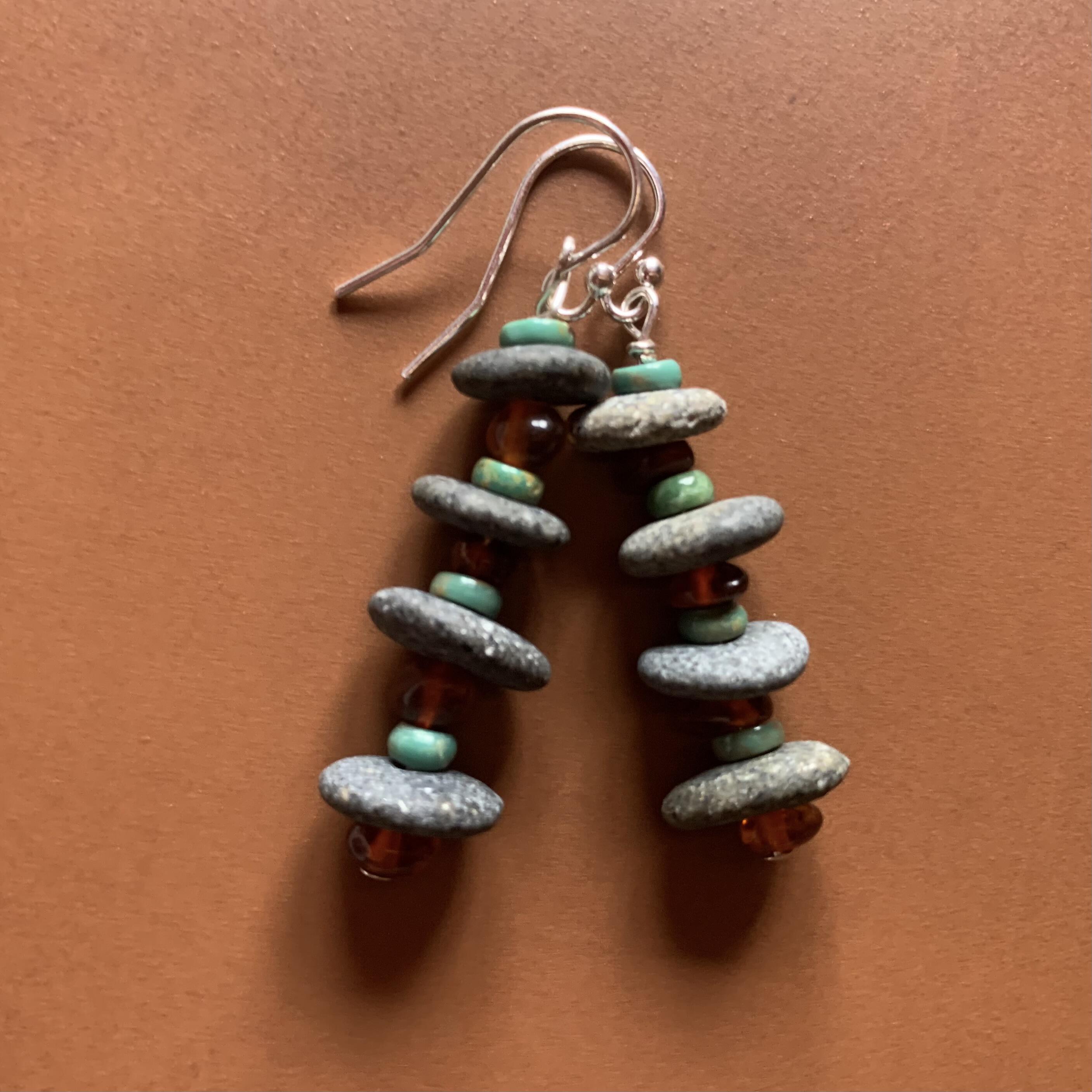 Necklace set | aquamarine nuggets beach pebbles amber nuggets turquoise rondelles river stone toggle clasp turquoise