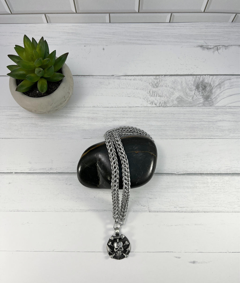 Skull Pendant Necklace, Full Persian Chainmaille, 18-26 Inch