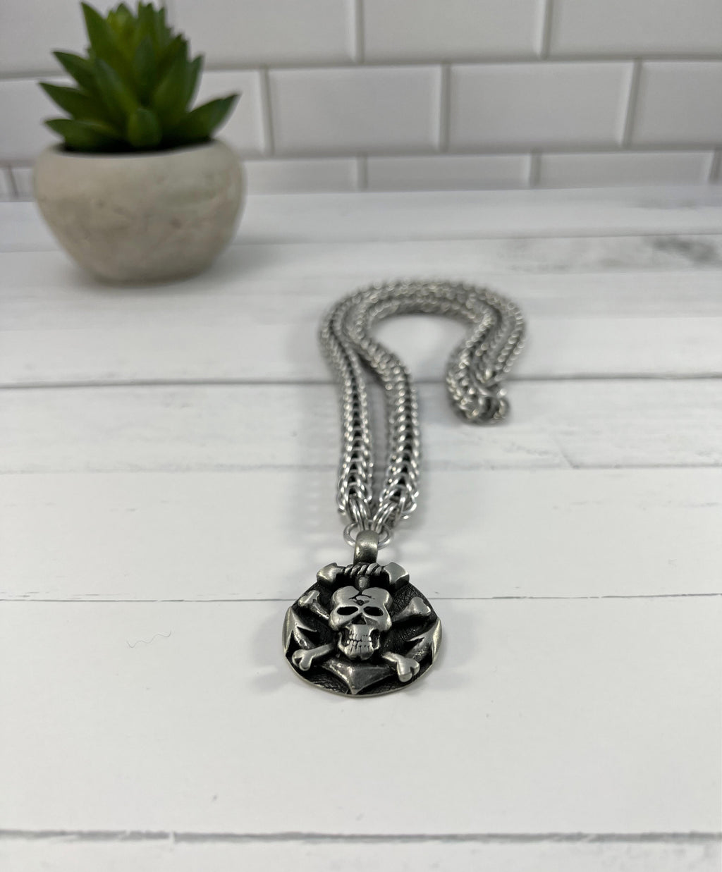 Skull Pendant Necklace, Full Persian Chainmaille, 18-26 Inch