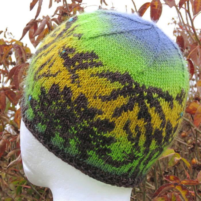 Knitting pattern - Stranded Dinosaurs Beanie