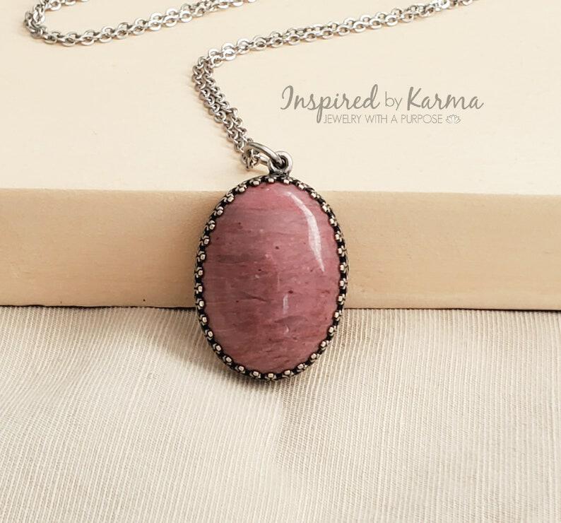 Rhodochrosite Pendant Necklace