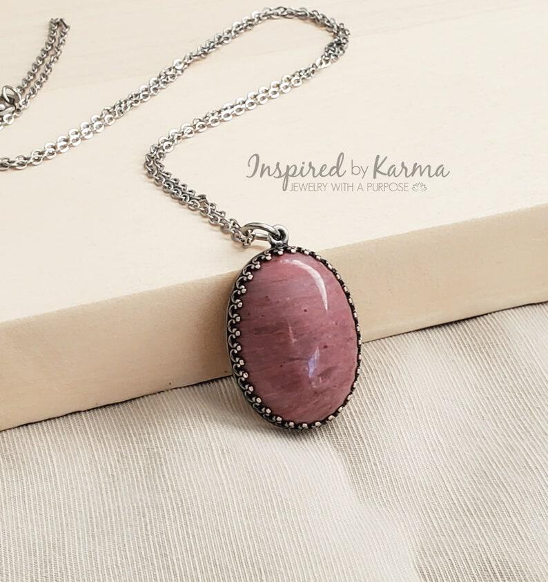 Rhodochrosite Pendant Necklace