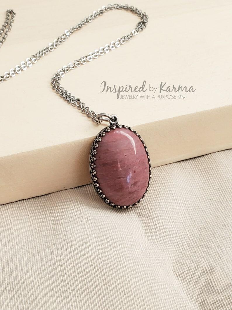 Rhodochrosite Pendant Necklace