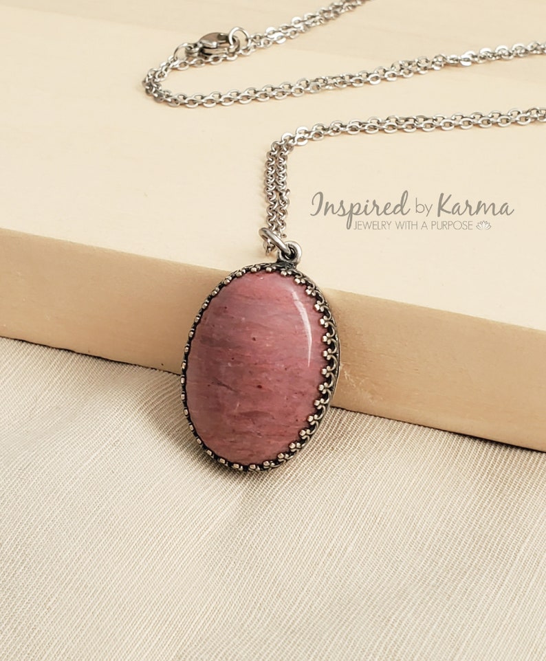 Rhodochrosite Pendant Necklace