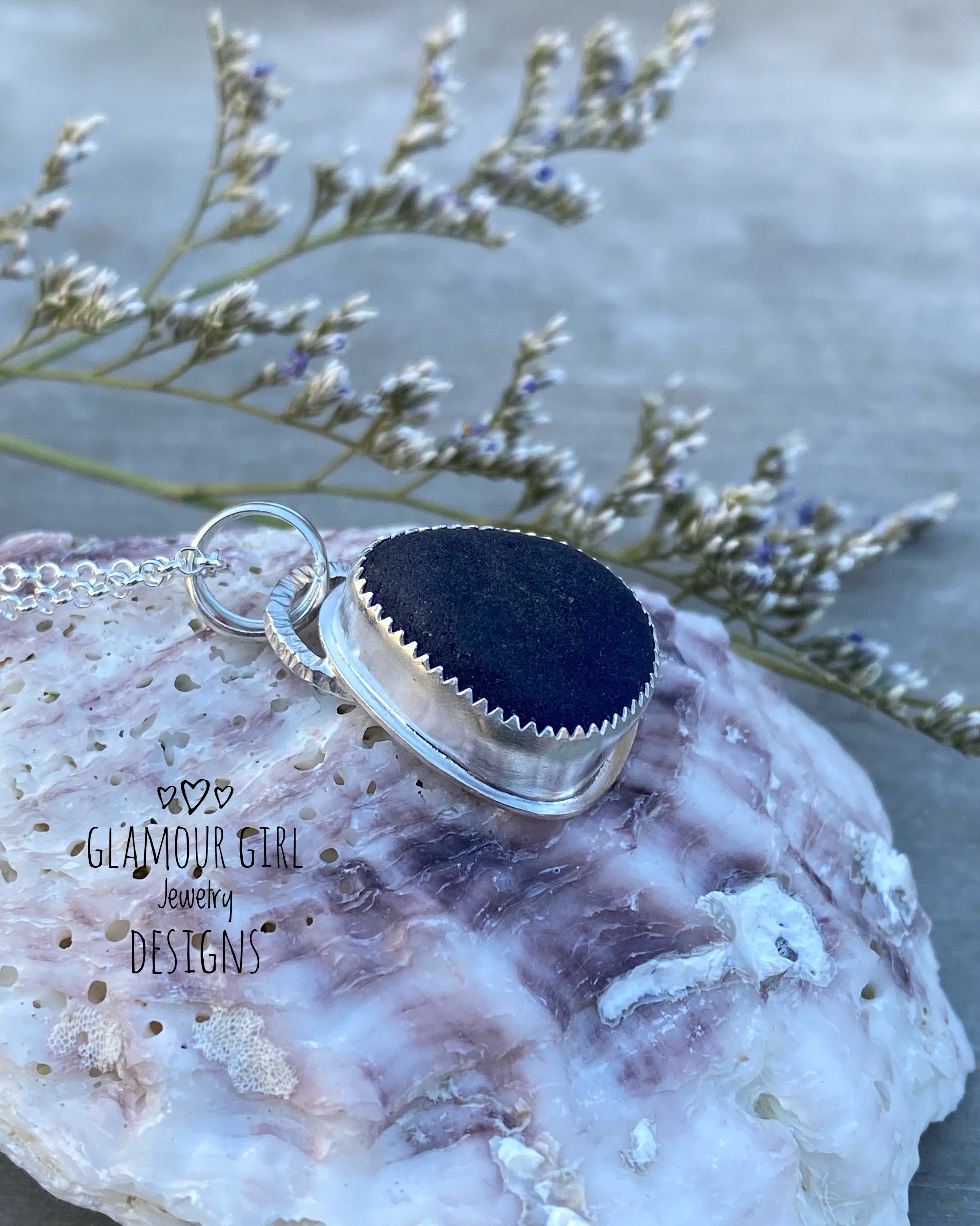 Blue Sea Glass Pendant Necklace