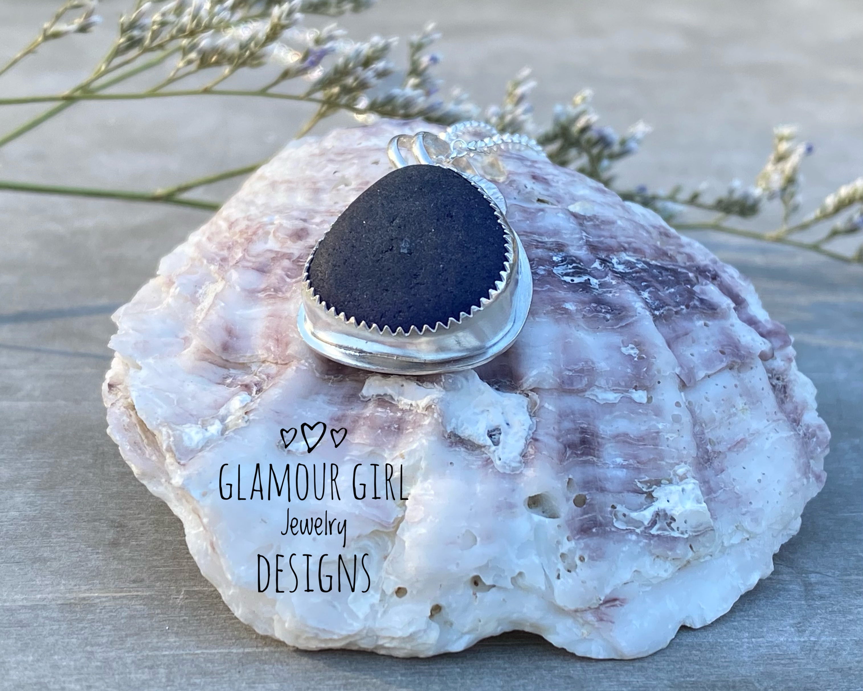 Blue Sea Glass Pendant Necklace
