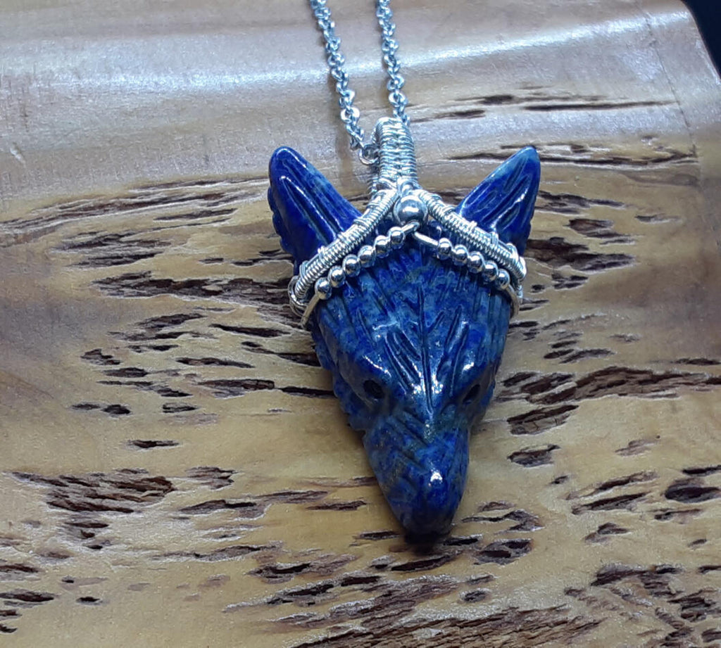 Lapis Wolf's Head Pendant