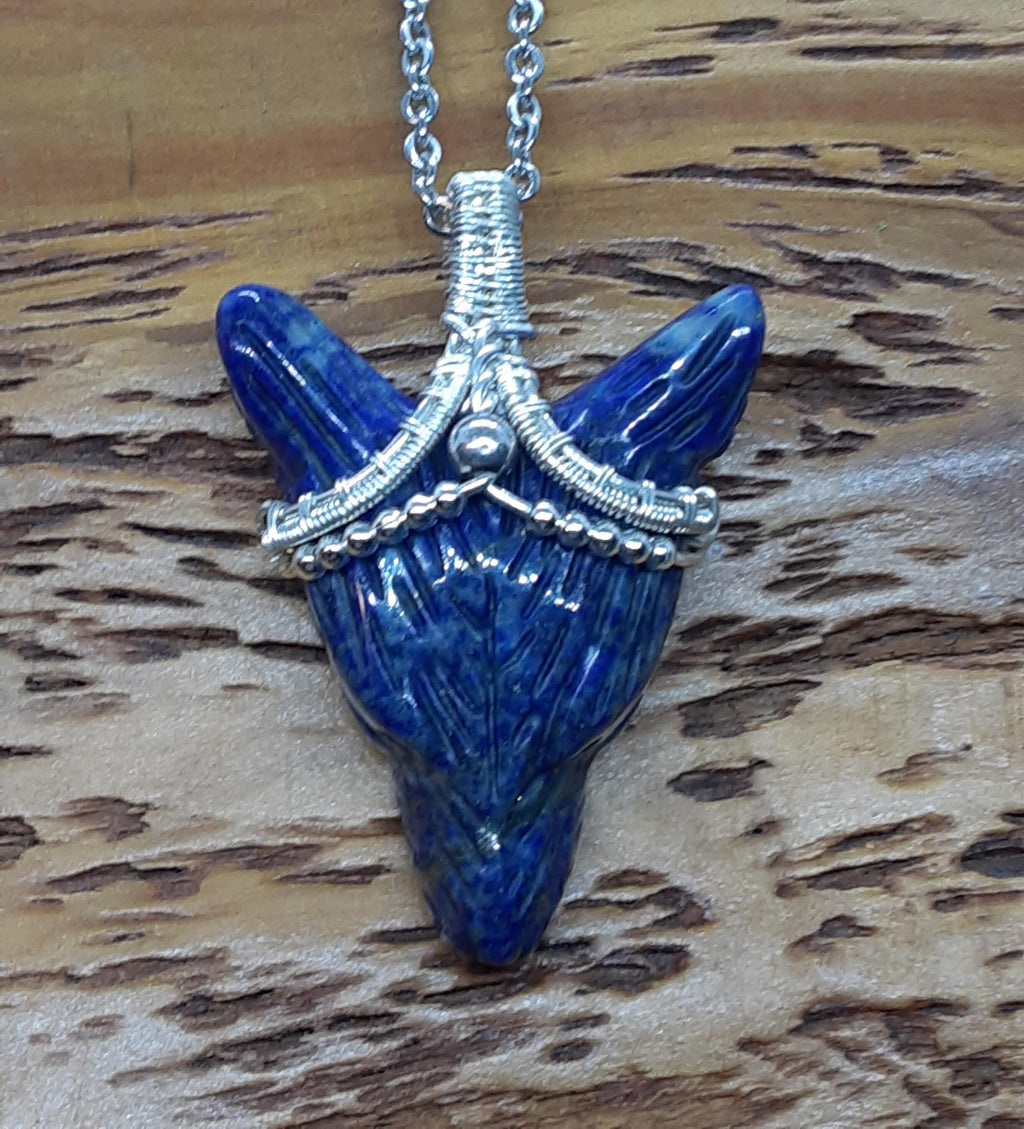 Lapis Wolf's Head Pendant