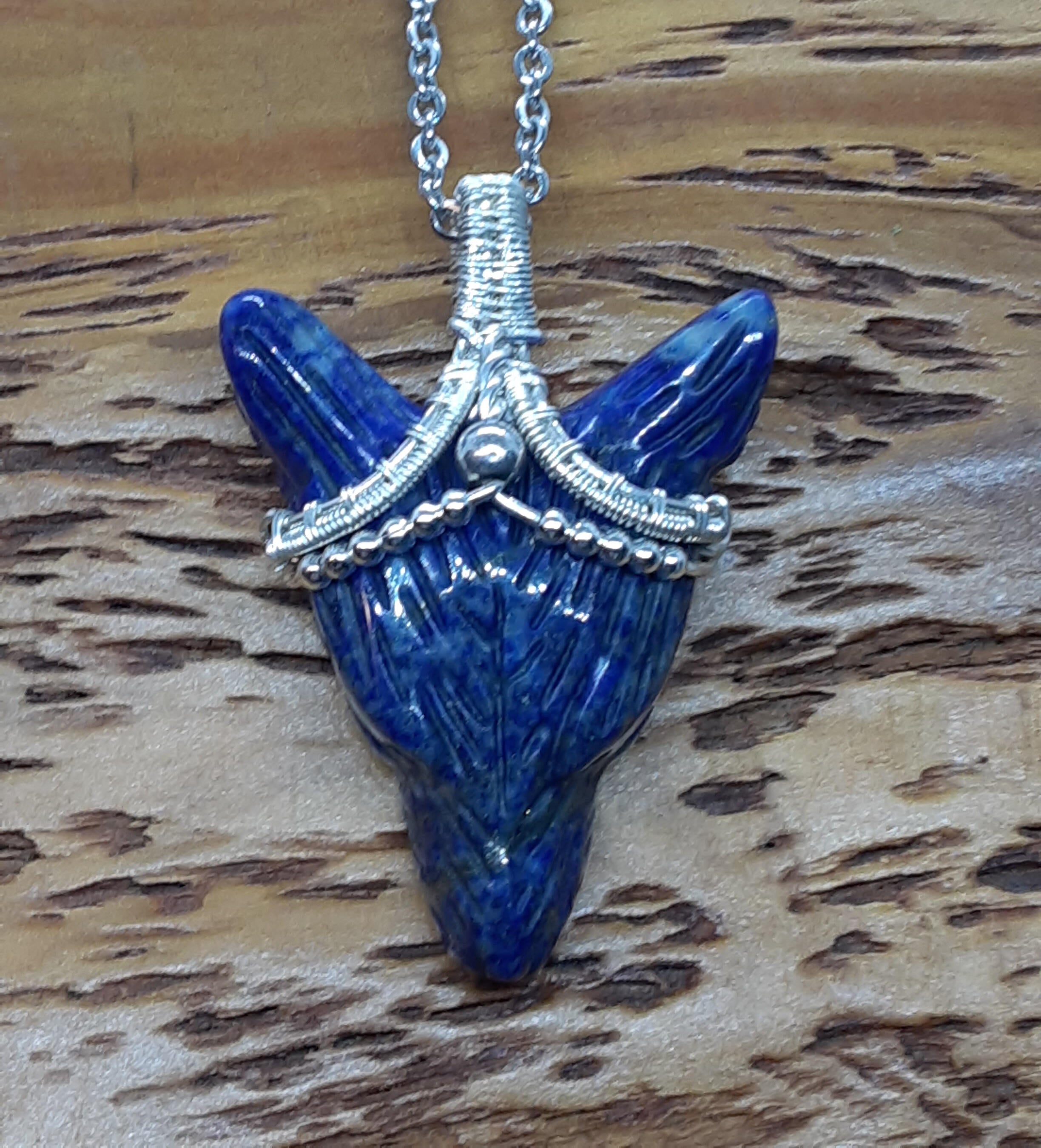 Lapis Wolf's Head Pendant