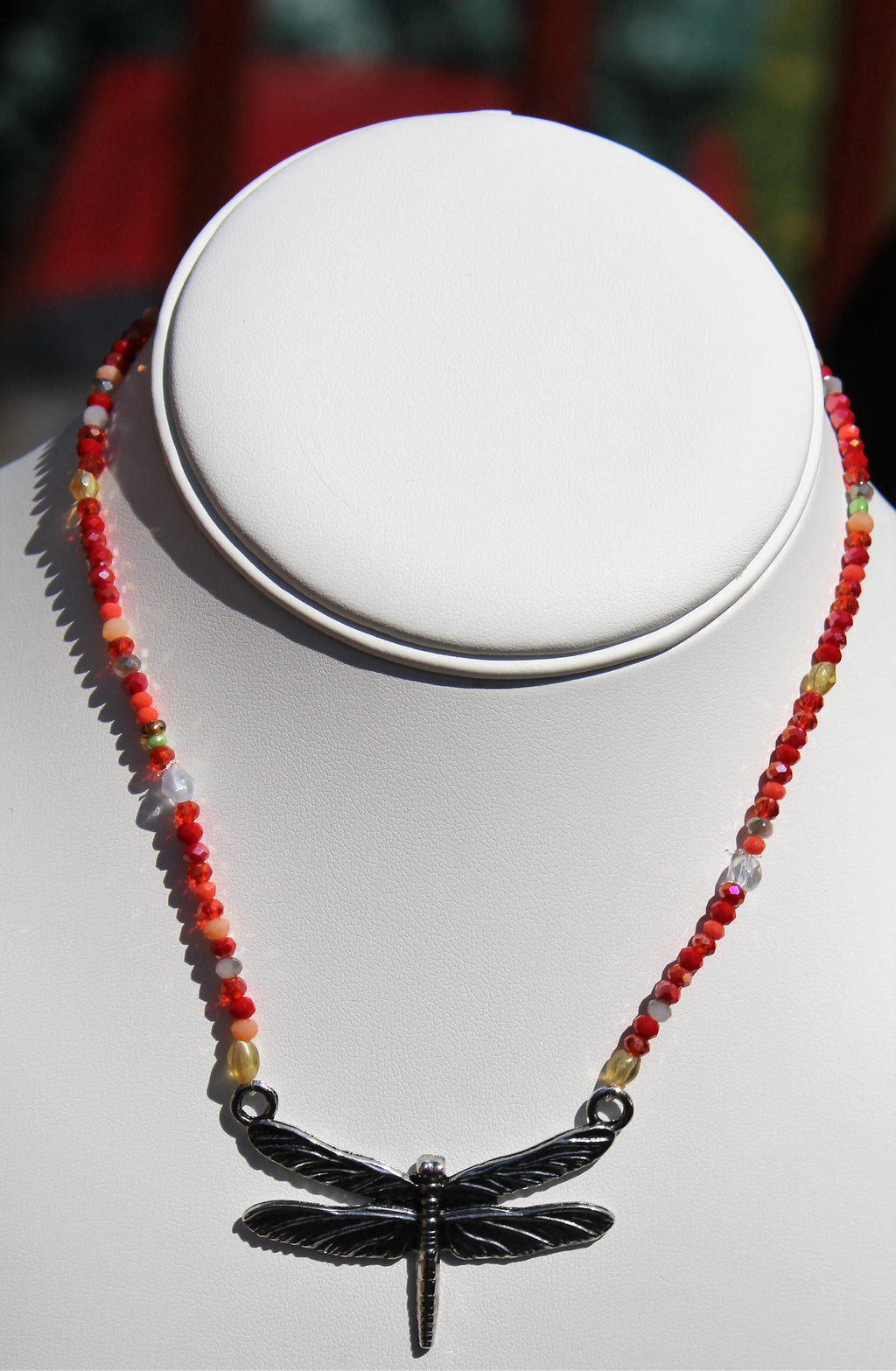 Beaded Dragonfly Necklace, Boho Dragonfly Necklace