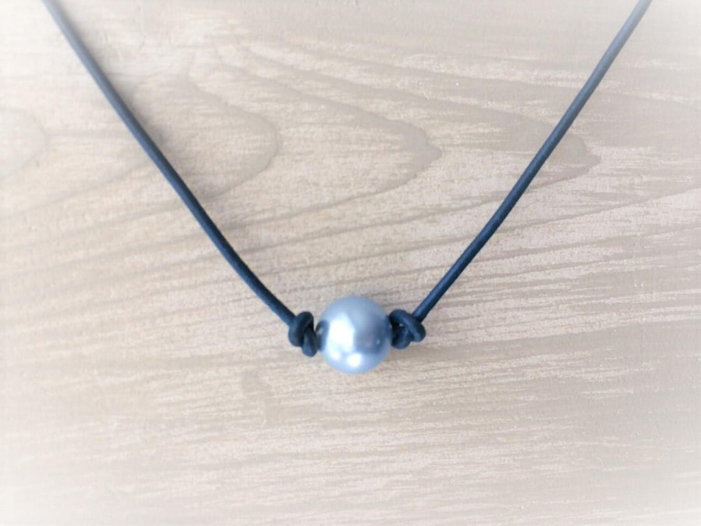 Pearl on a Leather Cord Necklaces