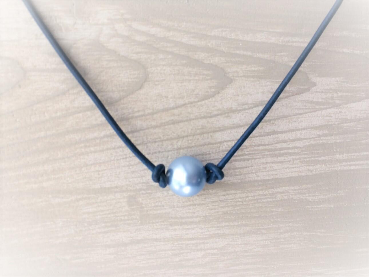 Pearl on a Leather Cord Necklaces