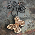 Wooden Butterfly Necklace Summer Insect and Nature Explorer Series