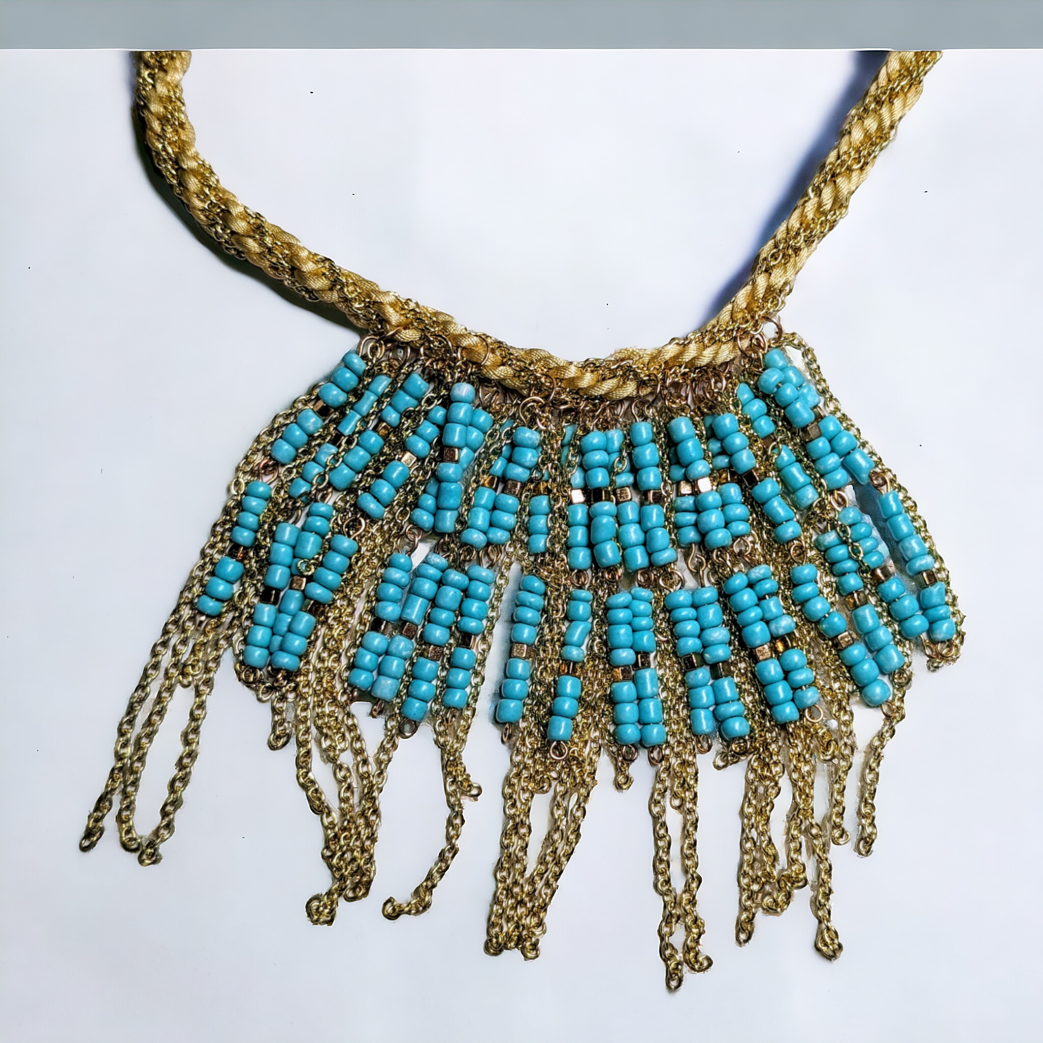 Turquoise Rain Kumihimo Necklace