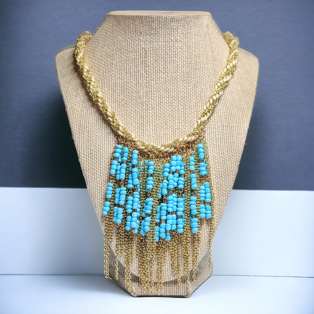 Turquoise Rain Kumihimo Necklace