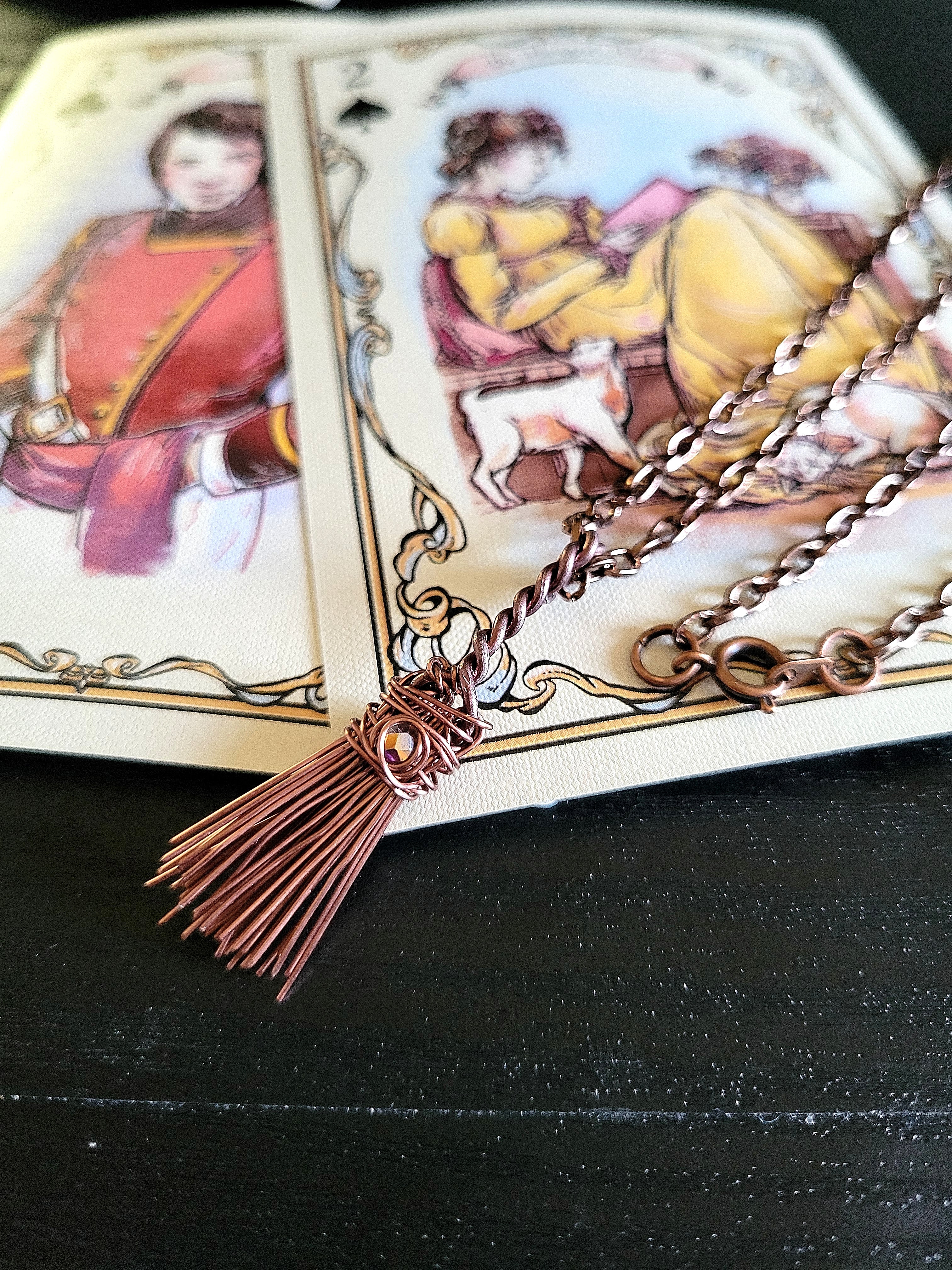 Small Witch's Broom Pendant Necklace