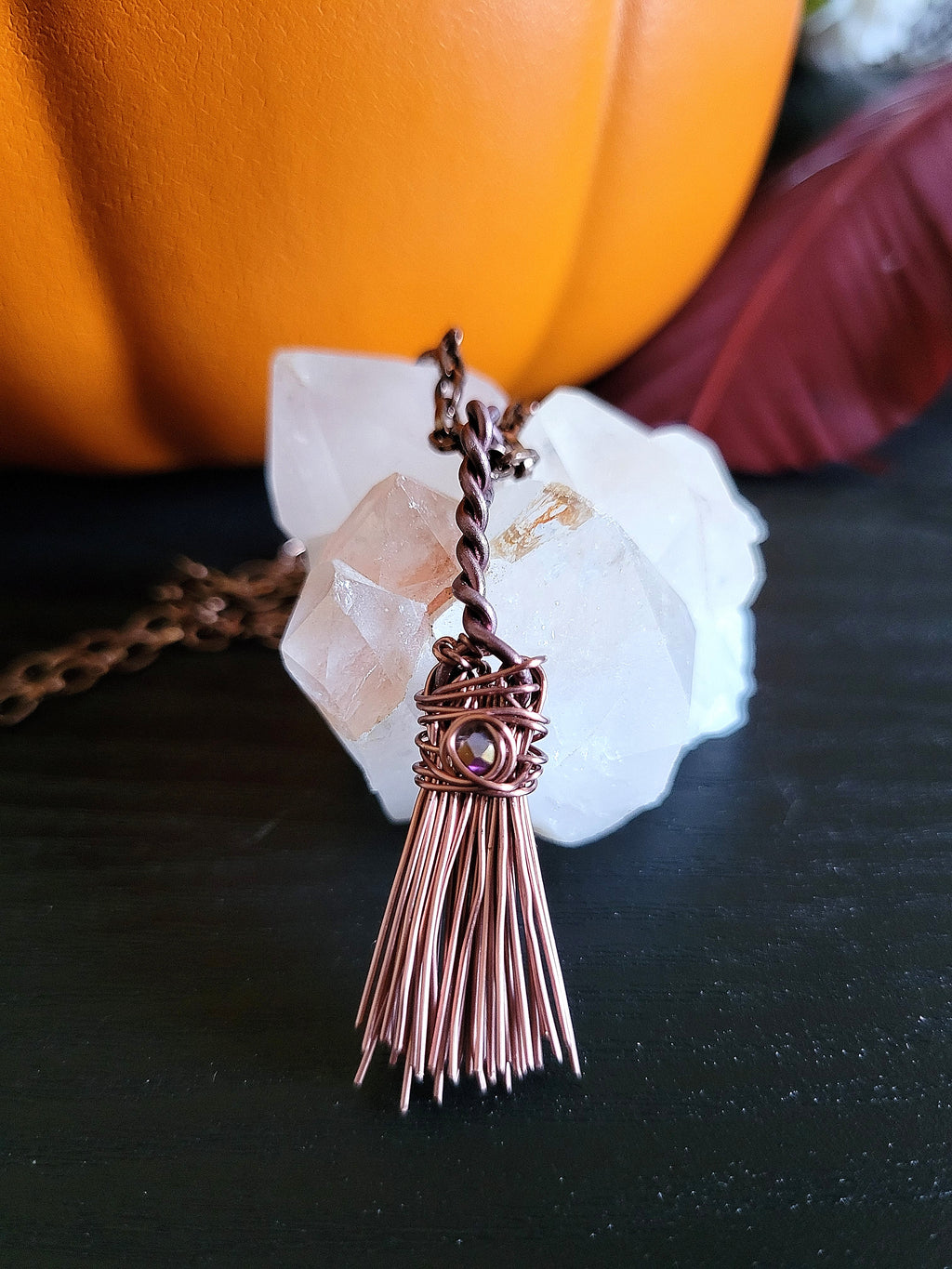 Small Witch's Broom Pendant Necklace