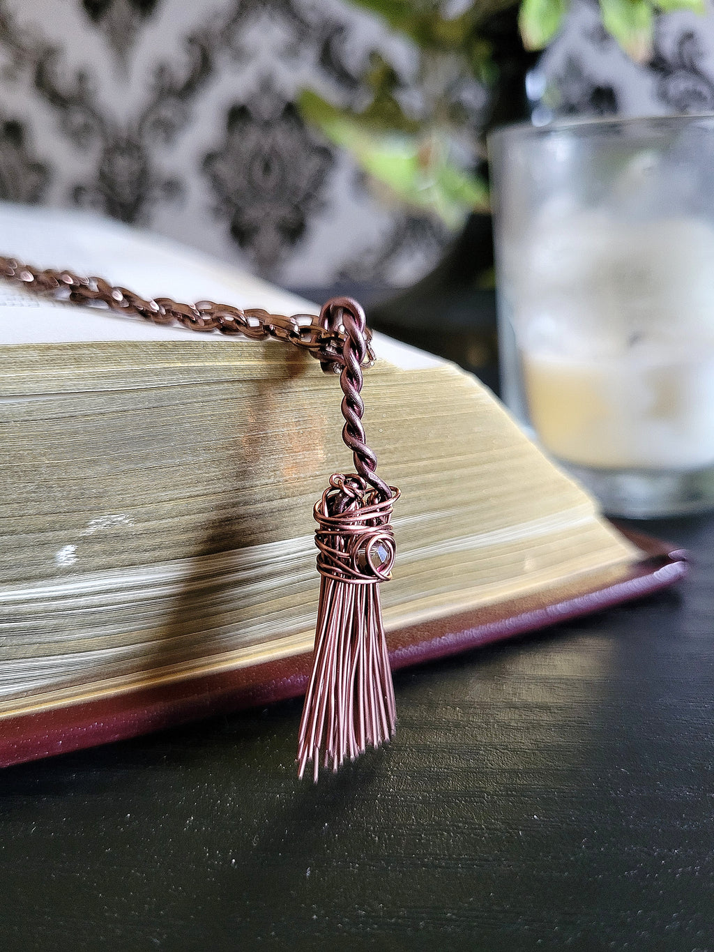 Small Witch's Broom Pendant Necklace