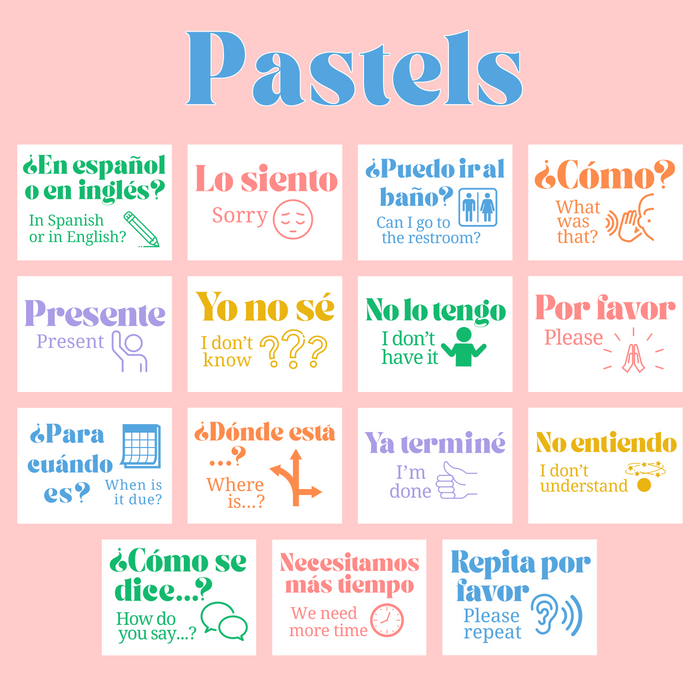 Spanish Class Bulletin Board Printable: Classroom Phrases ~ Set of 15 ~ Boho ~ 6 Designs Included ~ Class Display, Decor