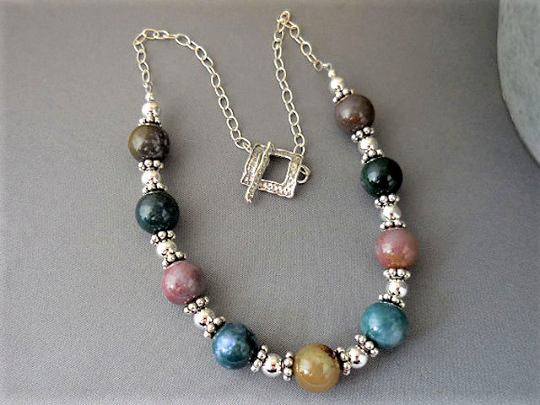 Soochow Jade and Sterling Silver Necklace