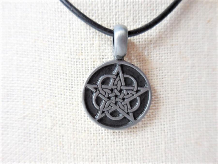 Pewter Celtic Star Pendant on Leather Cord