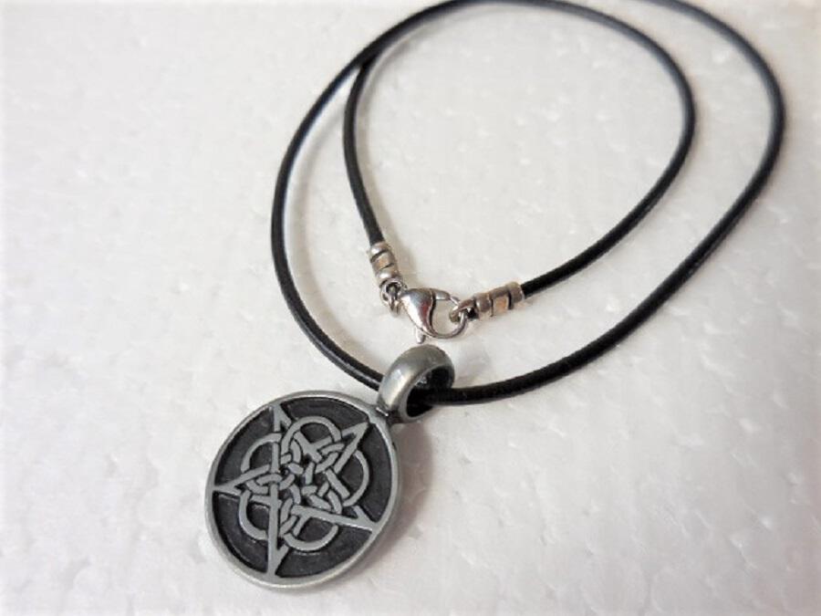 Pewter Celtic Star Pendant on Leather Cord