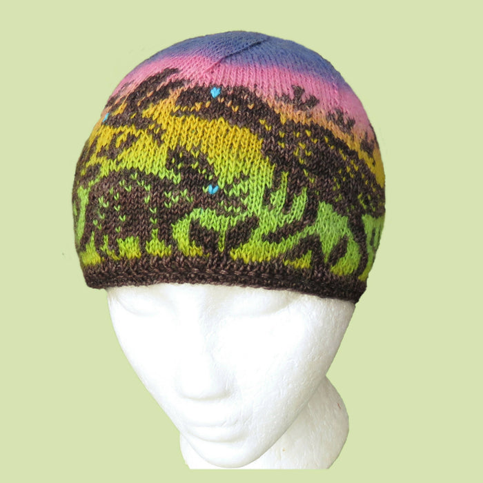 Knitting pattern - Stranded Dinosaurs Beanie