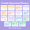 French Class Printable: Classroom Phrases ~ Set of 15 Posters, 6 Designs Included ~ Bulletin Board Display ~ Pastels, Rainbow, Checkerboard