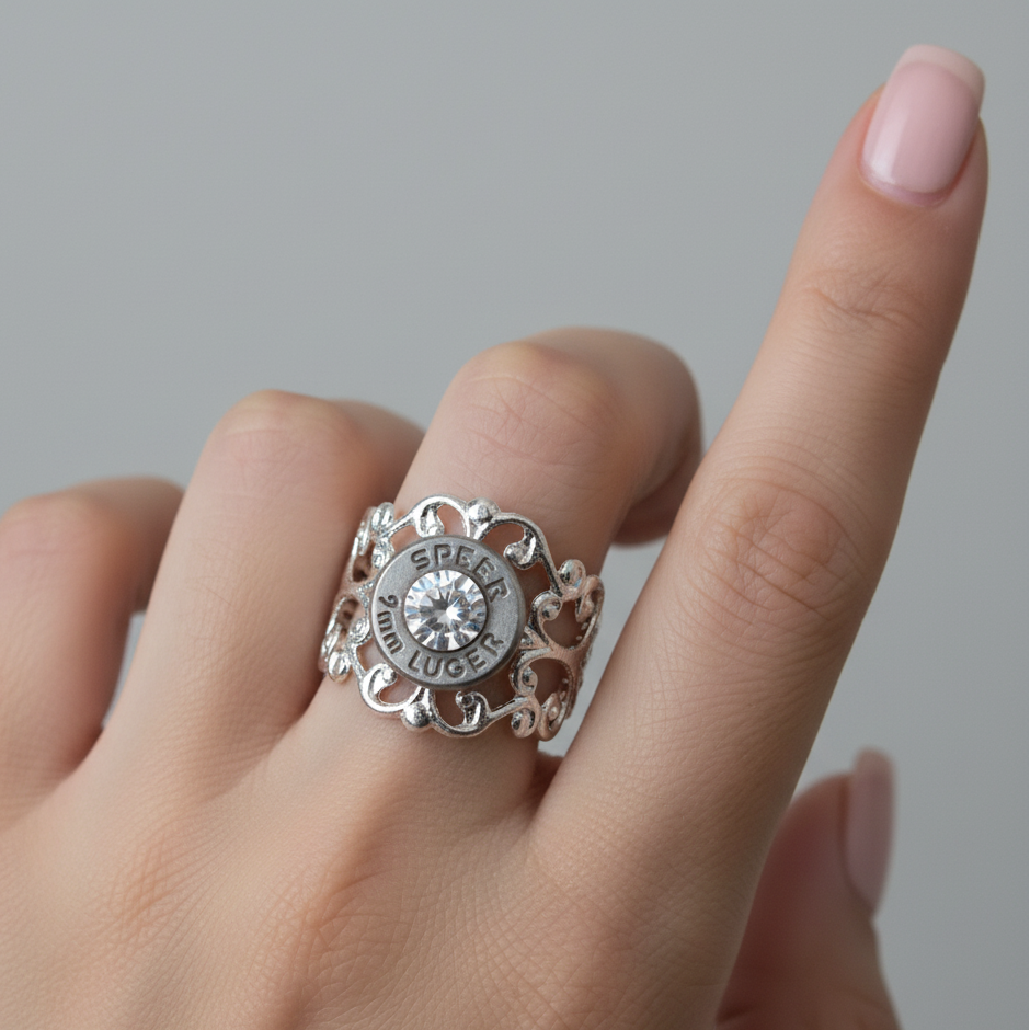 9mm Filigree Bullet Ring