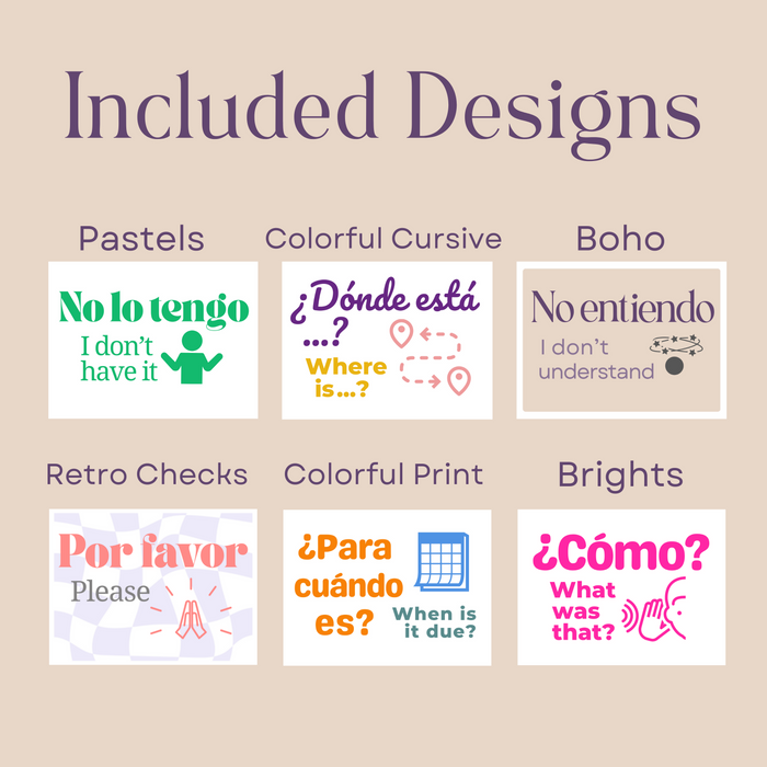 Spanish Class Bulletin Board Printable: Classroom Phrases ~ Set of 15 ~ Boho ~ 6 Designs Included ~ Class Display, Decor